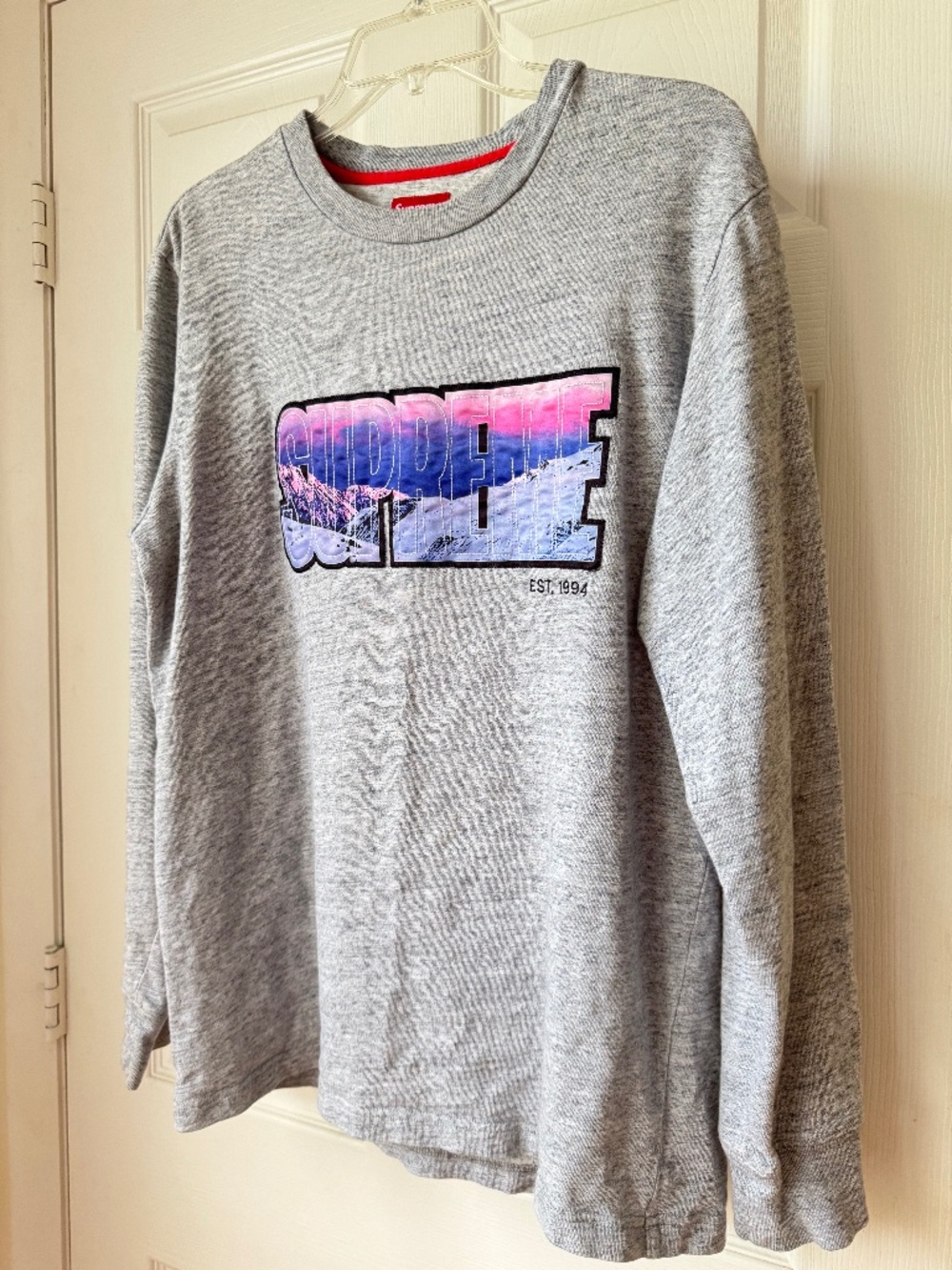 Supreme 1994 Logo Long Sleeve Tee Gray Mountain Size M Streetwear Unisex
